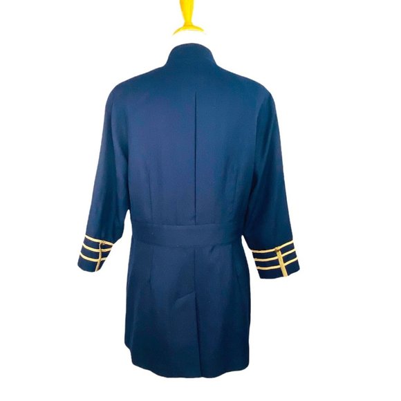 Cambridge Dry Goods Co Womens Blazer Wool Blend Military Look Jacket 8 Navy Gold - Picture 5 of 11